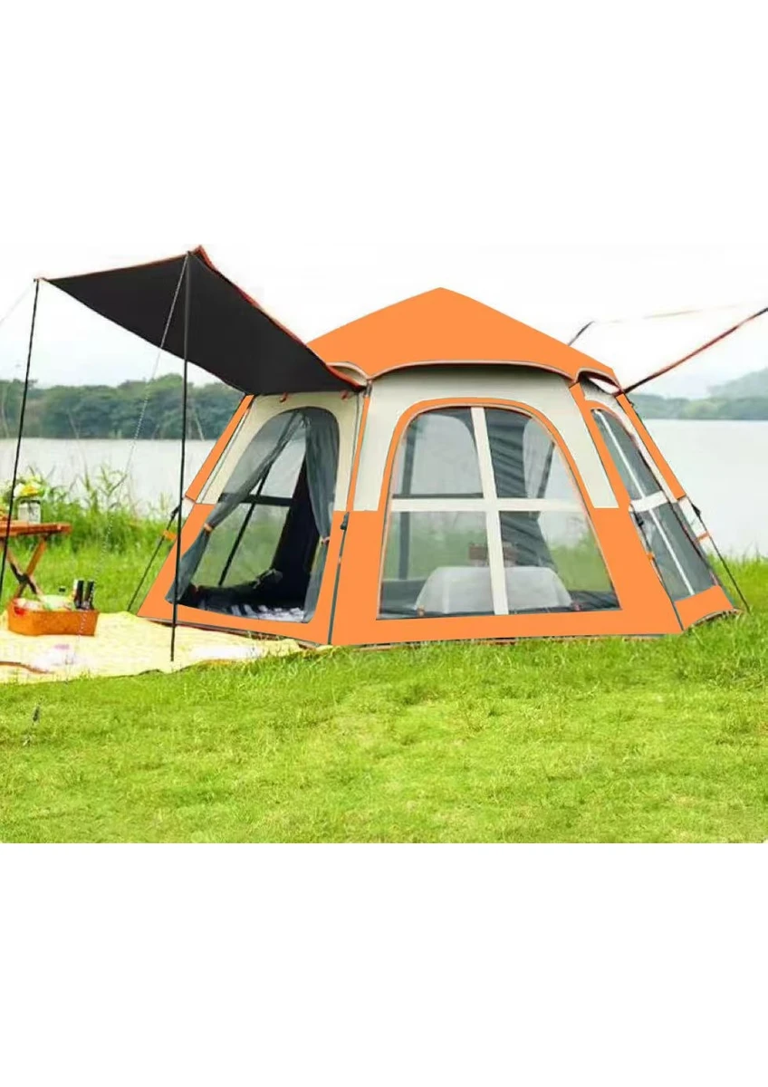 Tam Otomatik Su ve Rüzgar Geçirmez Gölgelikli Altıgen Çadır Aile Çadırı 280*240*155 cm